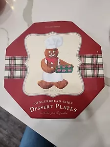 Juego de 4 platos de postre William Sonoma Gingerbread Chefs 2009 - Imagen 1 de 6