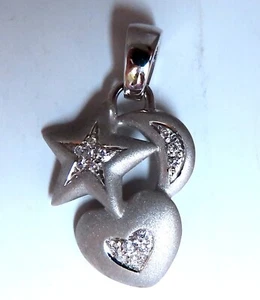 0,24ct Herz Sterne Mond Natürliche Diamanten Anhänger 18 Karat - Bild 1 von 4