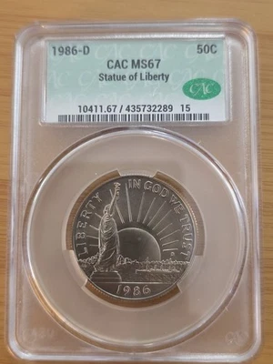 1986-D Statue Of Liberty Commemorative Silver Half Dollar PR67 CAC - Image 1 of 2
