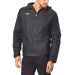 Herren Speedo Elite Warm Up Jacke Kapuze Reißverschluss Gr. Large schwarz Windbreaker NEU - Bild 1 von 19