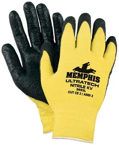 Memphis 9693S Yellow/Black Nitrile Coated Gloves Size Small (12 Pair) - Picture 1 of 1