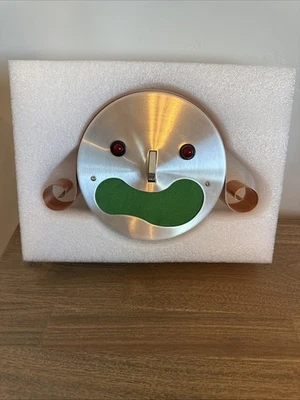 Kikkerland Kim Talking Robot Wall Alarm Clock David Dear Metal Modern Tested - Image 1 of 4