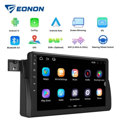 Eonon Android 13 9" CarPlay Car GPS Stereo Radio Autoradio WiFi BMW 3 Series E46 - Image 1 of 4