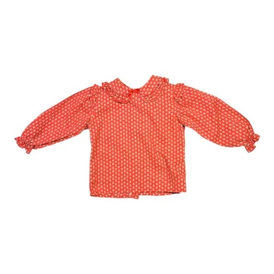Vintage Carter's Girls Size 2T Reddish-Orange Ruffled Collar Shirt Button Back - Image 1 of 4