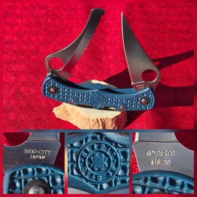 Spyderco C39P&SBG Dyad Jr Folding Knife VG-10 Dual Blades Sprint Run Blue/Gray - Image 1 of 4