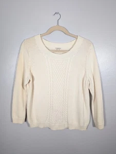 Talbots Pullover Pulli Plus 2X Zopfmuster Baumwolle Elfenbein Küste Minimalistisch Kuschelig - Bild 1 von 8