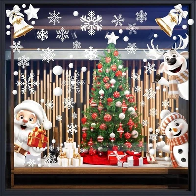 Adhesivos de ventana de Navidad para decoraciones de vidrio, 9 hojas blancas  Foto 1 de 4