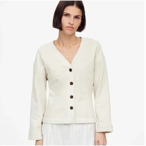 Madewell Darted Cardigan Sweatshirt S Neu ohne Etikett Cremeweiß Pergament Pullover NU853  - Bild 1 von 3
