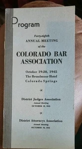 Vintage Programm 48th Annual Meeting Of The Colorado Bar Association 1945 - Bild 1 von 6