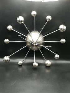 Atomic Wanduhr Space Age Design Chrom Sputnik Ära 70er Jahre Ø 70 cm - Bild 1 von 18