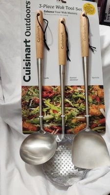 Cuisinart 3pc 17" Wok Tool Set with Spatula, Ladle and Slotted - Image 1 of 4