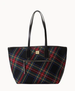Bolso de Mano Grande Dooney & Bourke Tartán + Bolso de Mano Continental - Negro Rojo Tartán Cuadros - Imagen 1 de 19