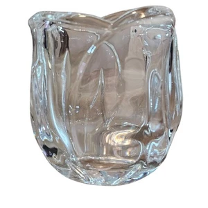 Vintage Crystal Votive Tulip Candle Holder Clear Heavy Flower Retro Glam Classic - Picture 1 of 10