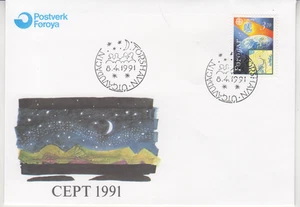 FAROE ISLANDS : 1991  FDC/ COVER - SCOTT # 220  EUROPA / SPACE - Picture 1 of 1
