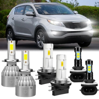Pour KIA Sportage 2011-2016 Combo Phare LED Faisceau Haut Bas Brouillard Ampoules 6x - Photo 1/4