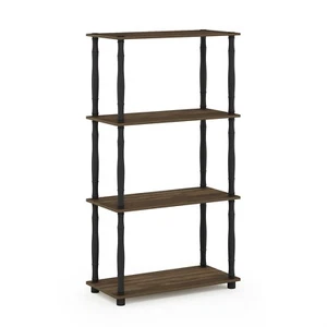 Furinno Turn-N-Tube 4-Tier Multipurpose Shelf with Classic Tube, Columbia Walnut - Picture 1 of 5