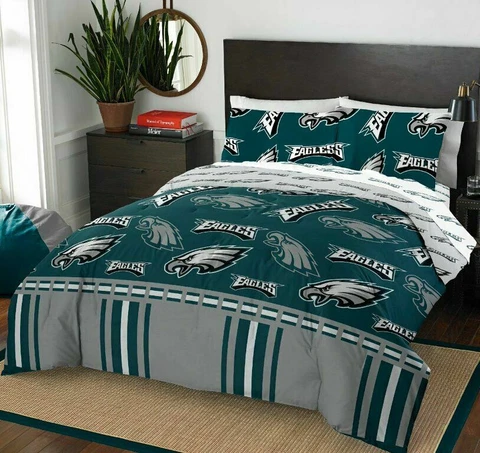 Philadelphia Eagles NFL Rotary Queen Bed in a Bag Set Cover