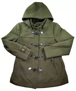 BCBG Chaqueta Mujer XL Abrigo Lana Loden Verde Diente Garra Pescador Con Capucha Esquí - Imagen 1 de 14