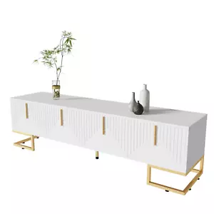 TV Schrank Lowboard 175 cm Lang Weiß Fernsehtisch mit Metallfüßen für Wohnzimmer - Bild 1 von 10