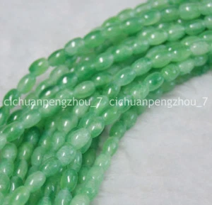Natural 4x6mm Light Green Chalcedony Agate Gems Rice-shaped Loose Beads 15'' - Picture 1 of 6