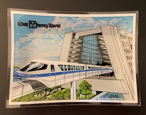 Vintage Walt Disney World Theme Park Blue Monorail 5” X 7” Glass Souvenir Tray - Picture 1 of 6