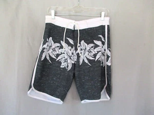 Old Navy swim board shorts Size 28 black white tropical California drawstring - Picture 1 of 5