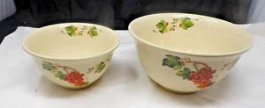 2 Vintage Grape Themed Teleflora Bowls 6 1/2" & 8" Crazed - Picture 1 of 6