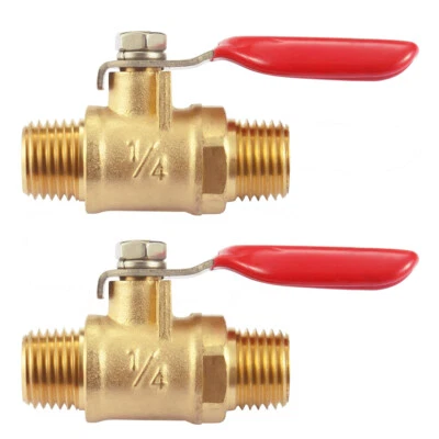2 PCS Brass Water Mini Ball Valve Shut Off Switch 1/4" NPT Male Brass USA NEW - Image 1 of 4