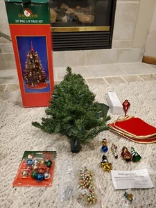 Kurt S. Adler 24" Pre lit Christmas tree with glass ornaments skirt Box - Picture 1 of 3