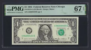 United States-Federal Reserve 1 Dollar 1985 Fr#1913-G (GI Block) UNC Grade 67 - Picture 1 of 2