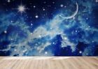 3D Blue Starry Moon Space Self-Adhesive Removable Wallpaper Murals Wall
