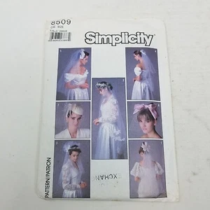 Vintage Simplicity 8509 Sewing Pattern 80s Wedding Dress Veils Headpieces OS - Picture 1 of 4