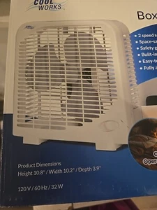 9" Portable 2-Speed, Quiet Box Fan, Ideal for Home, Bedroom, Dorm, & Office, ... - Picture 1 of 2