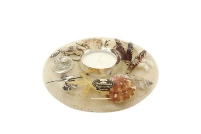 Dreamlight Teelichthalter Ufo SEA BREEZE D. 12cm mit Muschelmotiv aus Glas Gilde - Bild 1 von 2