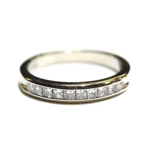 Anillo de boda de diamantes princesa de oro blanco de 14k .50ct SI3 H para mujer 3,1 g 7,50 - Imagen 1 de 7