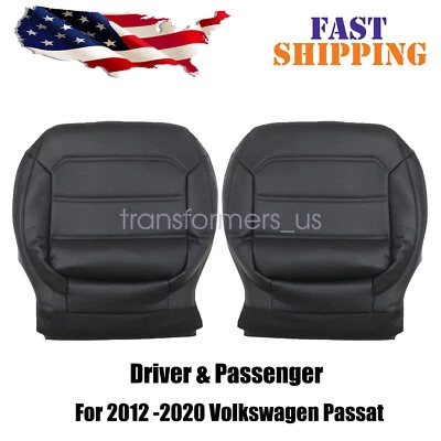 2012-2020 For Volkswagen Passat Driver & Passenger Bottom PERF Seat Cover Black - Image 1 of 4