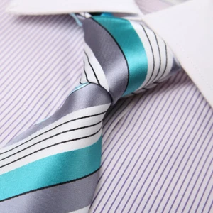 Dan Smith DAA7A20B Sky Blue Grey White Stripes Neck Tie Perfect Design Neckwear - Picture 1 of 3