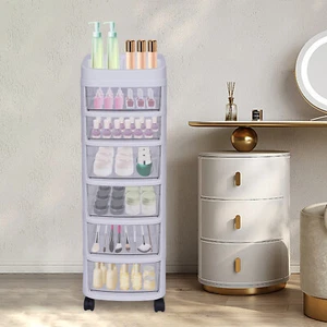 6-Drawer Organizer Plastic Rolling Storage Cart Whit Trolley Cabinet w/ Wheel] - Picture 1 of 13