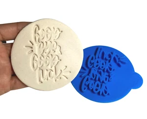 Goodbye & Good luck cookie stamp embosser - moving leaving work school house - Picture 1 of 1
