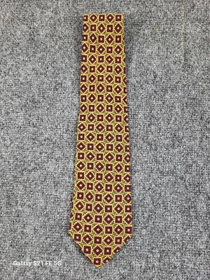 Corbata Paul Stuart 100 % seda vino/verde/bronceado geométrica Foto 1 de 4