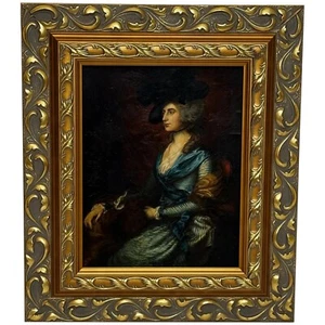 🎭 Oil Portrait Welsh Actress Sarah Siddons née Kemble After Thomas Gainsborough - Picture 1 of 24