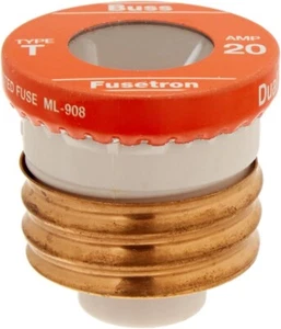Plug/Screw-In Fuse 20-AMP (Pack of 2) Eaton BP/T-20 Time-Delay Dual-Element 125V - Picture 1 of 8