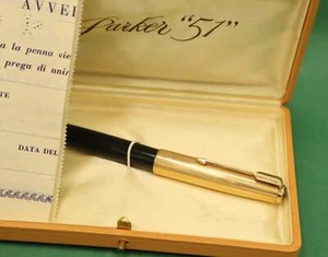 Vintage Parker 51 Penna Stilografica Oro Nero circa anni 50'. Scatola originale - Imagen 1 de 3