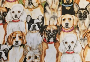 Half Metre Length Faithful Friends Dogs 100% Cotton Print Fabric - 8933 - Picture 1 of 1