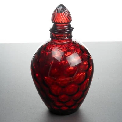 Vintage Wheaton Blown Optic Dot Pattern Red Glass Decanter Jar With Stopper - Image 1 of 4