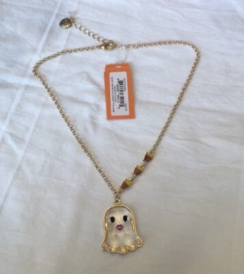 Betsey Johnson Gold Tone & Clear Acrylic Ghost Girl Pendant Necklace NWT - Image 1 of 4