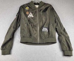 Hot & Delicious Jacket Girls Large Olive Green Full Zip Ocean Race Patches - Picture 1 of 15