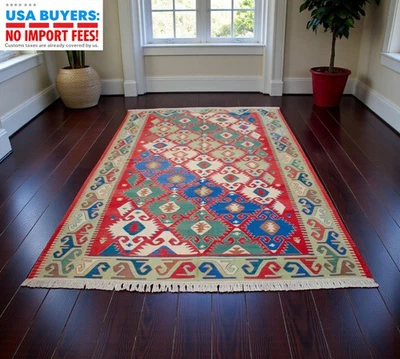 OUSHAK RUG, Handmade Rug, Vintage Rug Turkish Kilim Rug Wool Rug Area Rug 6 x 10 - Image 1 of 4