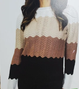 Berkley Jensen Sweater Pulli Jakobsmuschel offen Strickmuster Blockfarben - Bild 1 von 14