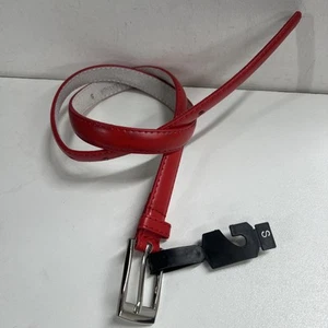 ROTER DÜNNER ECHTLEDER GÜRTEL GR. S 18mm-90cm LANG PASST 27”-32” *NEU* - Bild 1 von 3